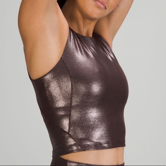 LULULEMON NWT ALIGN HIGH NECK TANK TOP SHINE RADIATE FOIL PRINT FRENCH PRESS 2 - Picture 2 of 3